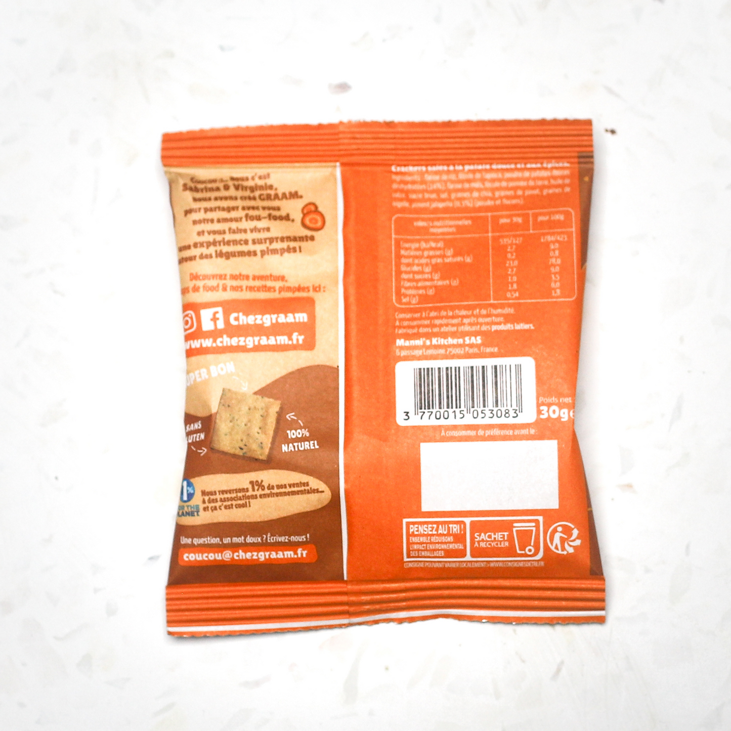 Crackers Patate douce & Piment jalapeño 10 x 30g