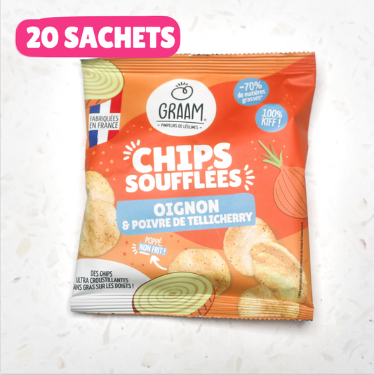 Puffed Chips Onion &amp; Tellicherry Pepper 20 x 20g