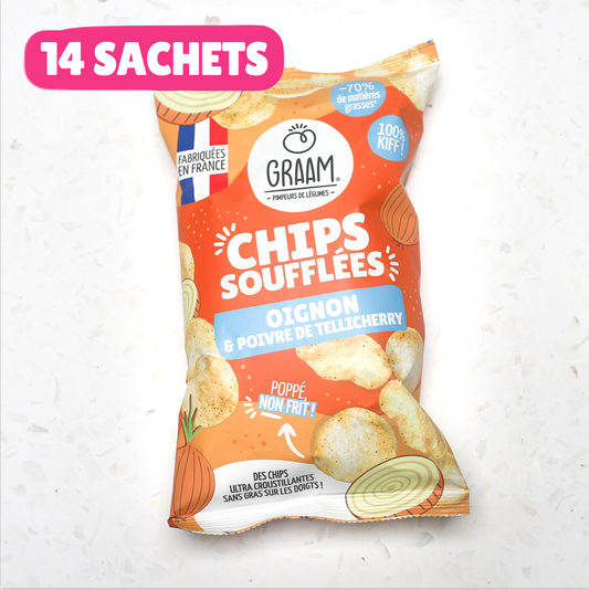 Puffed Chips Onion &amp; Tellicherry Pepper 14 x 60g