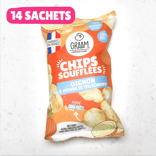 Chips soufflées Oignon & Poivre de Tellicherry 14 x 60g